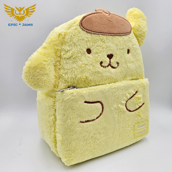 Loungefly Sanrio Hello Kitty and Friends Pompompurin Fuzzy Mini Backpack Bag New - Picture 2 of 5